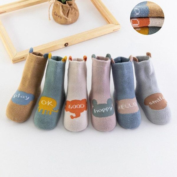 

winter thicken warm cotton baby socks boys girls rubber slip-resistant floor cartoon infant toddler english terry, Pink;yellow
