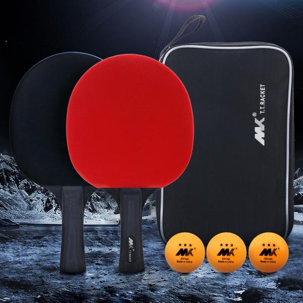 

table tennis raquets 2pcs/lot bat racket short handle pong paddle bag set with 6 balls portable automatic rack