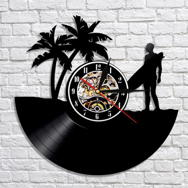 

wall clocks surfing led light record clock with color changing windsurfing surfer time cool living room decor