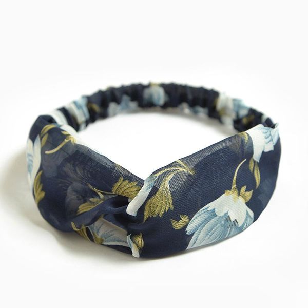 

scarves floral knotted printing headbands for women turban elastic headwear head wrap striped hair bands accessories, Blue;gray
