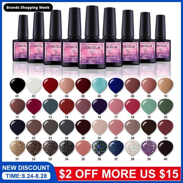 

40pcs/set gel nail polish set art for varnishes hybrid manicure semi permanent uv, Red;pink