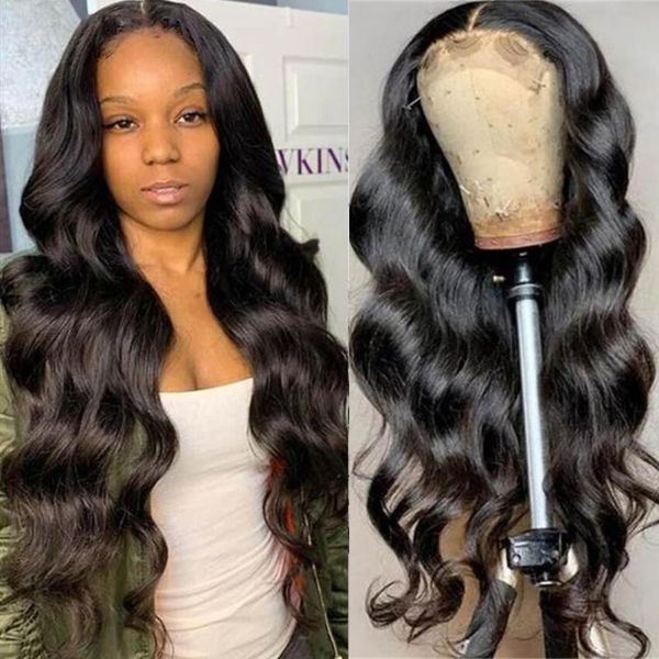 

lace wigs mstoxic hd transparent body wave front wig t part human hair brazilian for women remy 4x4 closure, Black;brown