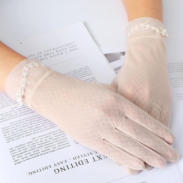 

cycling gloves lace ice silk sunscreen women electric bike riding short summer outdoor imitation sliding touch screen, Black