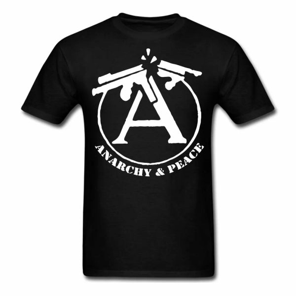 

Anarchy and peace flag anarchist T shirt Anti NWO Tee Anonymous, White;black