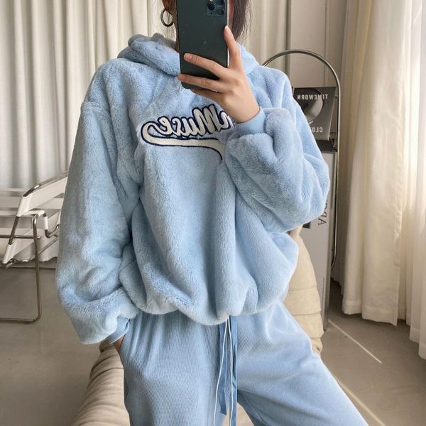 

women's hoodies & sweatshirts winter clothes women cotton aesthetic oversized casual embroidered furry for teen girls pullover sweatshi, Black