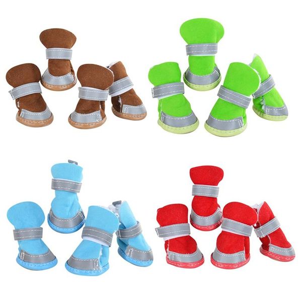 

dog apparel winter warm puppy socks 4 pc/ set waterproof cat shoes reflective anti-slip rain snow pet boots protecters for dogs