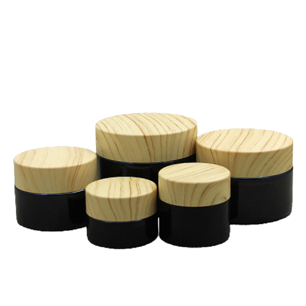 

storage bottles & jars 5g 10g 15g 30g 50g empty clear brown glass cream jar false wood plastic lid refillable bottle cosmetic packaging 30pc