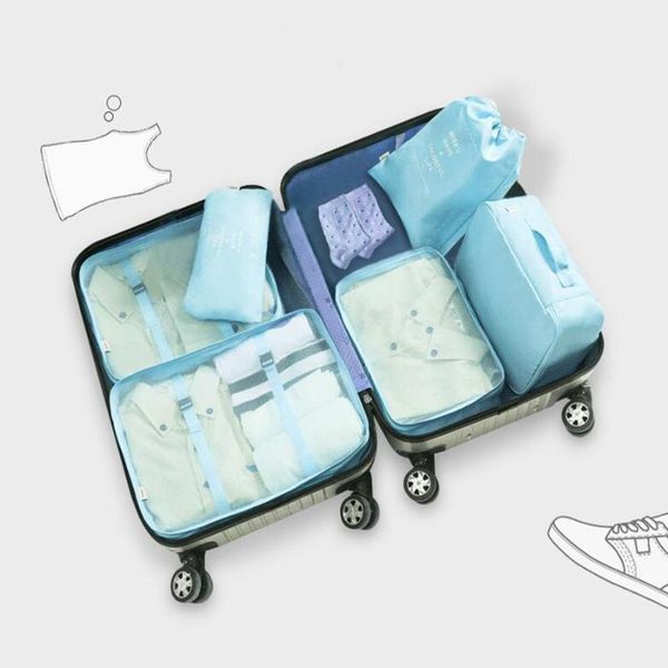 

storage bags 6pcs/set luggage travel packing cubes organizer clothes bag suitcase accessories