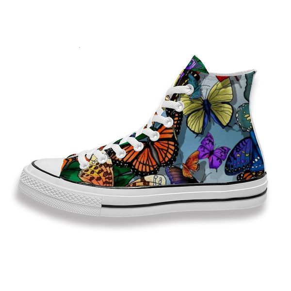 

custom printed bright and colorful butterfly sneakers high mens womens running sho skateboard diy trainers canvas casual shoe