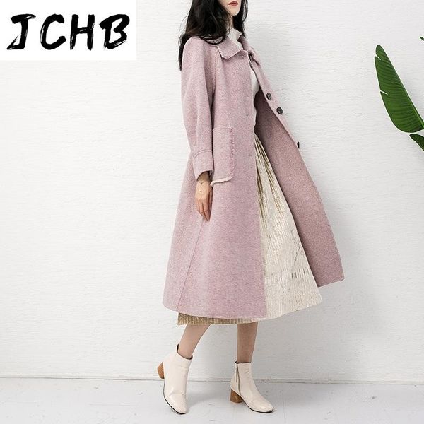 

korean wool coat women long female jacket woolen coats and jackets autumn winter fashion casaco feminino pph17 women's & blends, Black