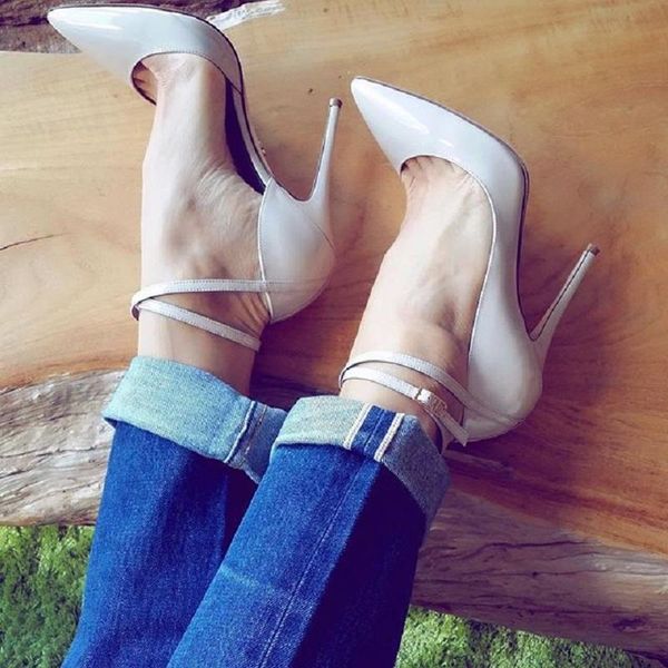 

high heels women pumps fashion stiletto classic office shoes ladies buckle pointed toe shallow party plus size 42 dress, Black