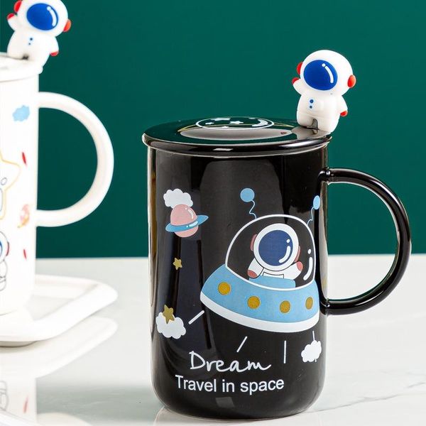 

mugs 420ml ceramic mug astronaut planet cute student couple drinking glass with lid and spoon exquisite handmade cup for milk coffee