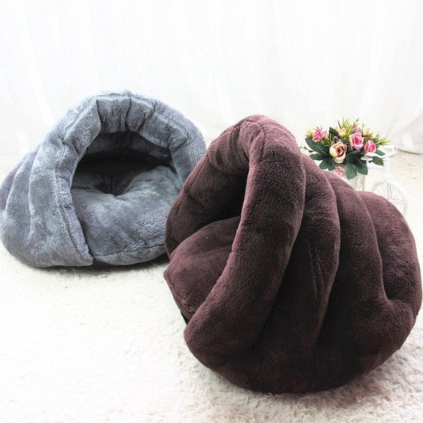 

pet soft brown dog cat bed house winter warming nest mat for small dogs sleeping bag chihuahua teddy kennels & pens