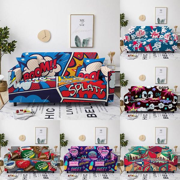 

chair covers 3d hip-hop print elastic sofa cover graffiti all-inclusive stretch couch for living room armchair slipcover 2021 fashion