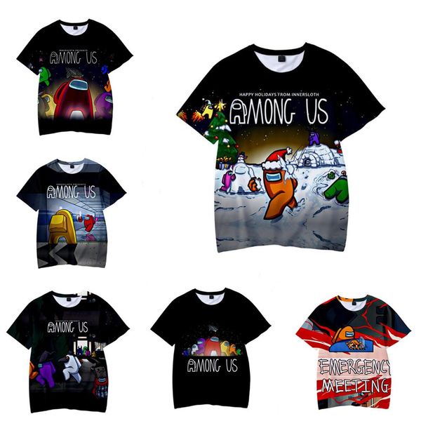 

tees game among us 3d print t-shirt child short sleeve crew neck boy girls pullover blouse tshirt for kids adults, White