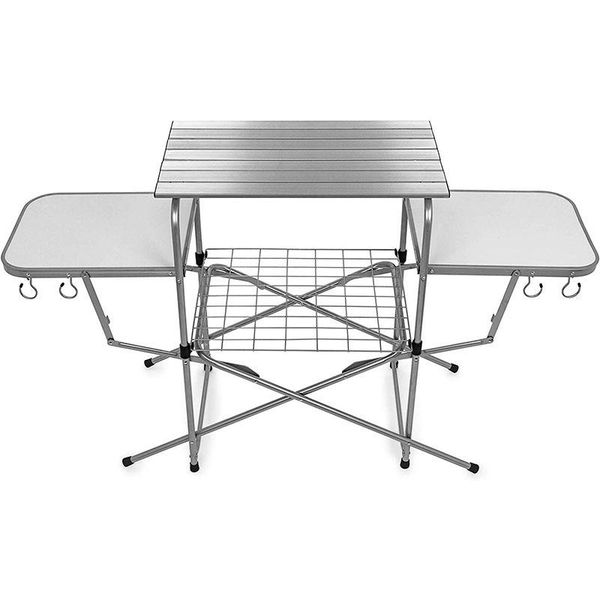 

camp furniture outdoor folding bbq table portable aluminum alloy multifunctional shelf with hook self-driving tours picnic