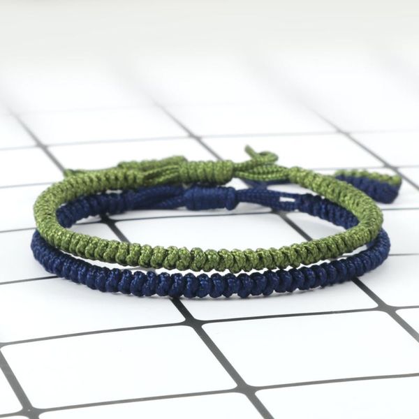 

tennis classic men bracelet navy armygreen thread handwoven knots love lucky rope bracelets buddha bangles wrap wristband homme jewelry, Golden;silver