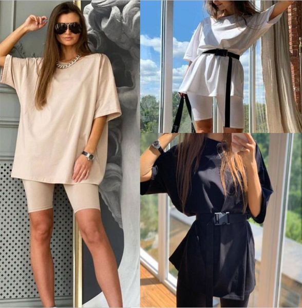 

spring/summer fashion selling women's two-piece suit home loose-fitting elastic waist sports casual with belt tracksuits, Gray