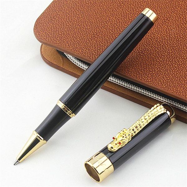 

gel pens jinhao dragon clip grade gems metal roller pen matte black ball office & school stationery with ink refill