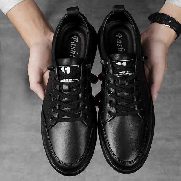 

dress shoes fashion men sneakers leather casual lac-up mens trainers lightweight vulcanize walking size 37-46 idyt, Black