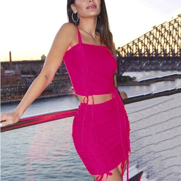 

two piece dress off shoulder women's sets sleeveless bandage mini bodycon set backless casual summer party conjuntos de mujer, White