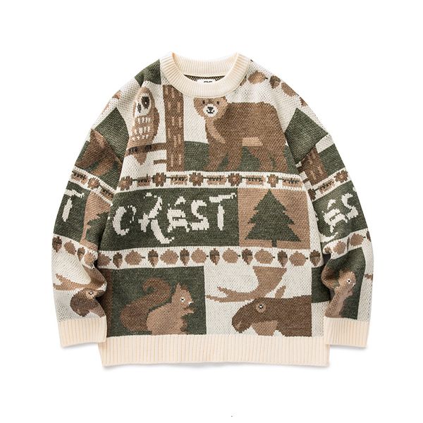 

men's sweaters japanese literary bear mori retro, korean, beautiful, zoo bear, fashion sweater, autumn 6kiu, White;black