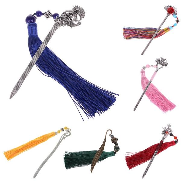 

chinese style vintage classic metal bookmark tassel beads school office supplies