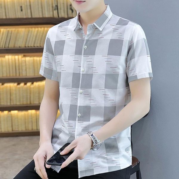 

shirt men's short sleeve summer personality leisure go with everything casual shirts, White;black