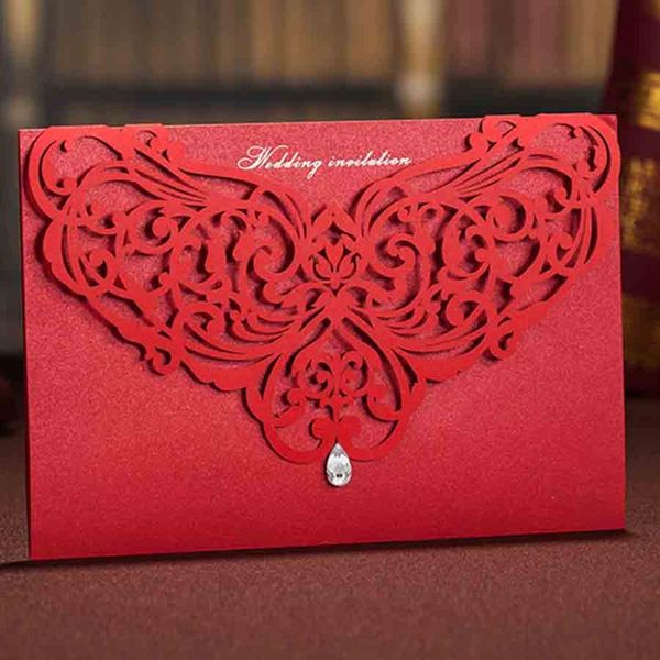 

greeting cards wishmade 100pcs laser cut wedding invitation red chinese style classic design cardstock for engagement bridal shower