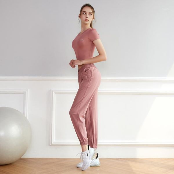 

yoga outfit 2 pcs summer women sport set shirt short sleeve running fitness t-shirts gym clothes breathable tight legging
