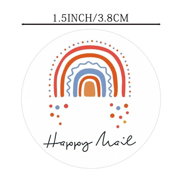 

greeting cards 500pcs 1.5 inch rainbow happy mail stickers round label for bags flower