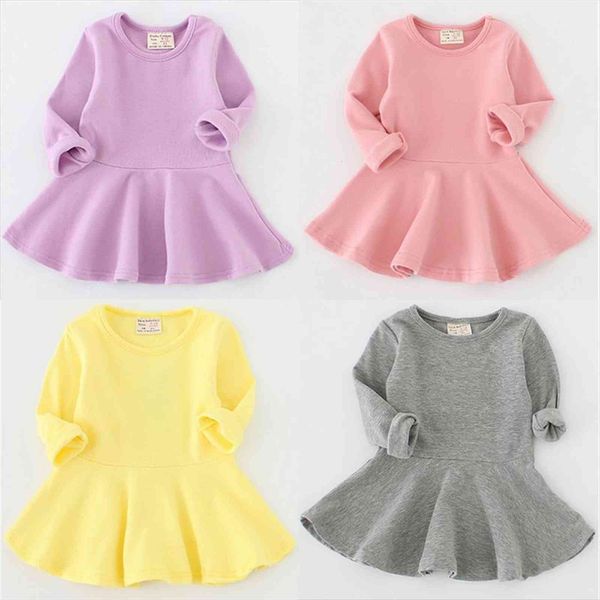 

kids girls cotton autumn girl dresses winter long sleeve for candy color infant toddler bottoming, Red;yellow