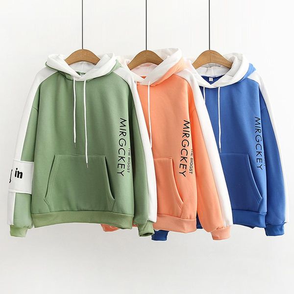 

winter hoodie women sweet style plush shirt pullover lazy type letters student daily wear green hooded sweatshirt women's hoodies & sw, Black