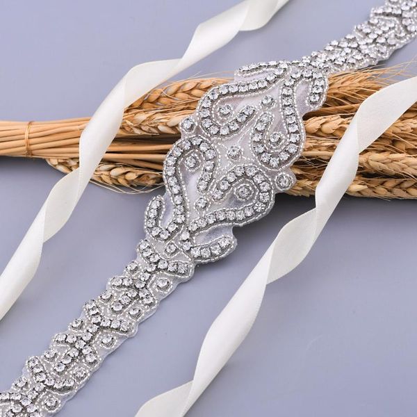 

wedding sashes s175 luxury dress belt rhinestone bride ribbon women accessories for prom evening dresses garter, White