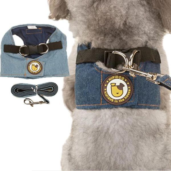 

dog collars & leashes creative adjustable outdoor pet denim vest leash blue harness