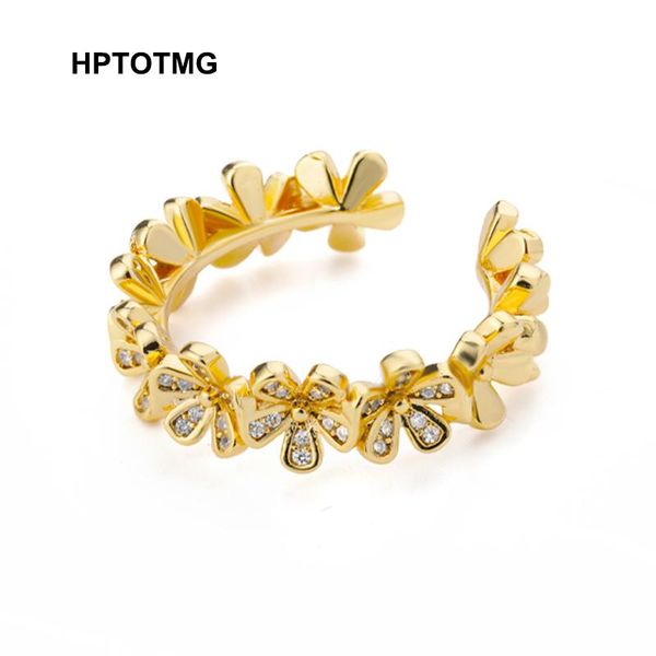 

wedding rings flowers garland zircon finger for women stainless steel geometric aesthetic gold ring jewelry 2021 trend party anillos, Slivery;golden