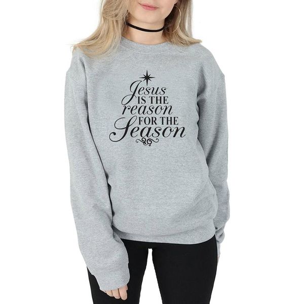Damen-Kapuzenpullover, Sweatshirts, Jesus ist der Grund für die Saison, Sweatshirt, Damenmode, lustiger Weihnachtsbaum, grafisches Zitat, Vintage-Pullover