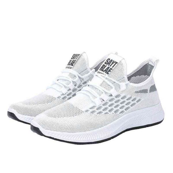 

men's sports shoes autumn and winter running 2021 comfortable casual student korean breathable flying woven men's, Black