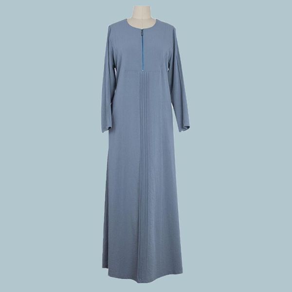 

party dresses 2021 summer alaba muslim fashion loose casual solid color round neck long sleeve women's dress middle east robe, White;black