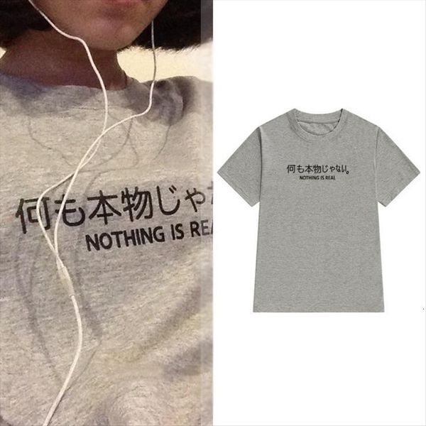 

nothing is real japanese cotton women t shirts casual funny girl tee hipster tumblr ins drop ship s 131, White