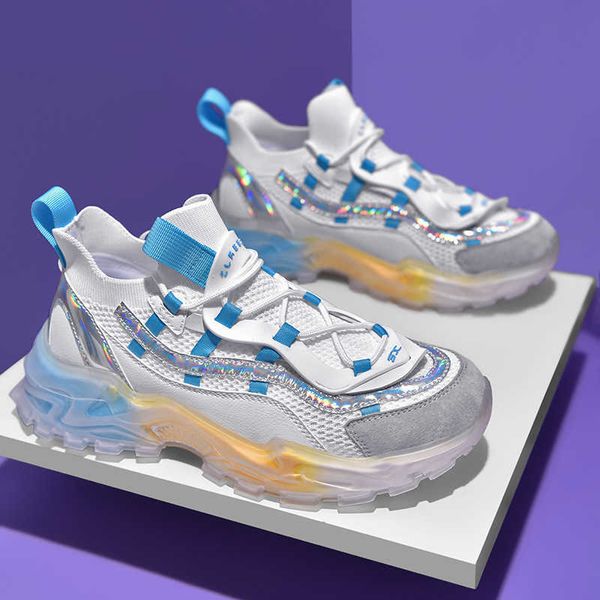 

running shoes daddy autumn 2021 new breathable mesh student's thick soled elevated white leisure sports men's shoes traniers sneak