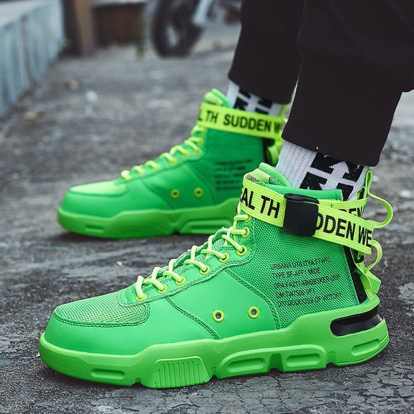 

street hip hop mens green sneakers breathable high platform skateboard shoes men designer men shoes casual zapatillas hombre