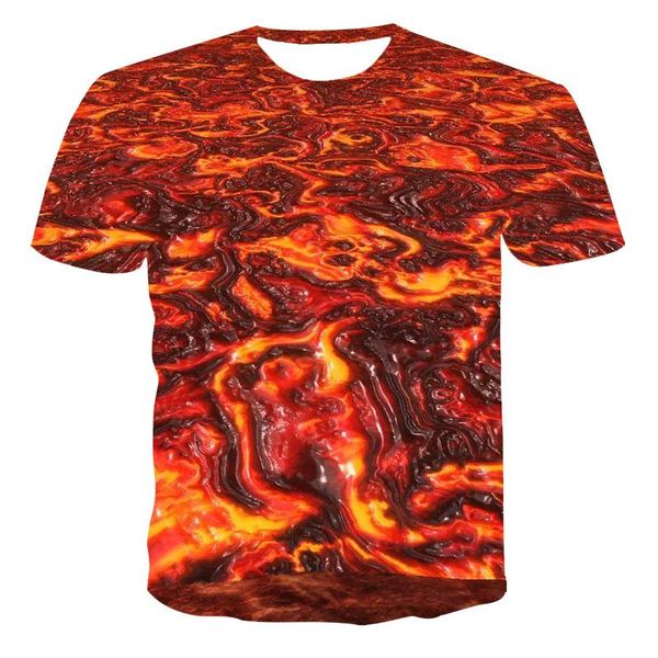 

men's t-shirts summer style 3d printing magma pattern round neck fashion casual t-shirt men and women short sleeve wholesale xxs-6, White;black