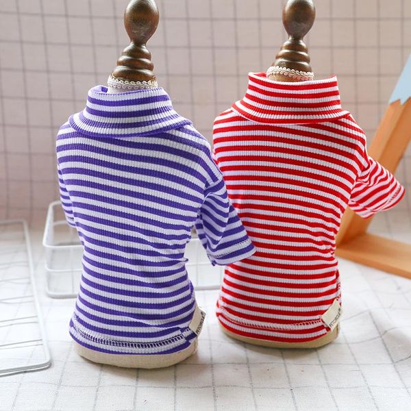 

dog apparel bottoming clothes stripe printing spring summer cotton pet clohting for stand collar homewear shirts base coats cat apparels