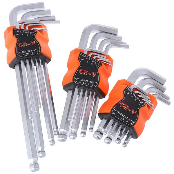 

hand tools 9pcs/set l wrench ball end long arm hex key allen set powerful repair tool