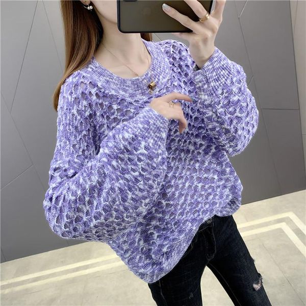 

women's sweaters 2021 autumn floral round neck hollow pullover knitting sweater jd29-17528, White;black