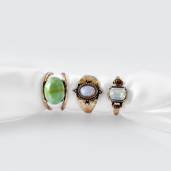 

retro cold wind niche index finger ring fashion personality temperament ring three-piece ring female jewelry accessories cx220310, Silver