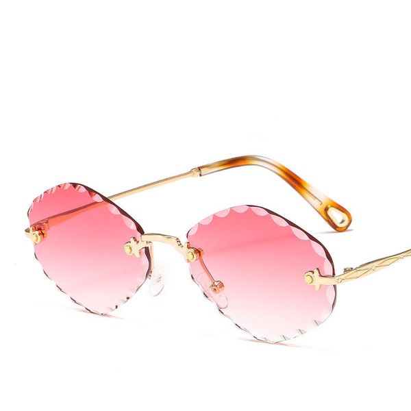 

fashion sunglasses frames irregular rimless women's small frame color, Black