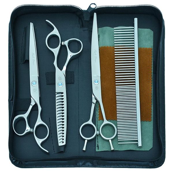 

7.0" purple dragon dogs grooming scissors japan steel pets straight curved cutting shears thinning tijeras clippers b0013b hair