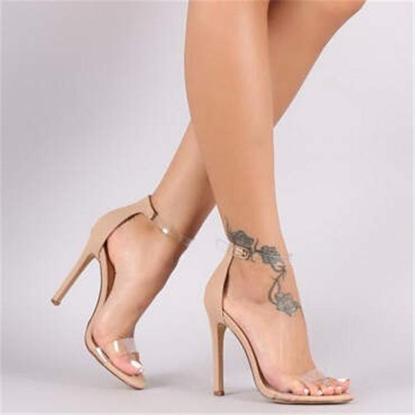 

summer high-heeled shoes thin black transparent sandals female